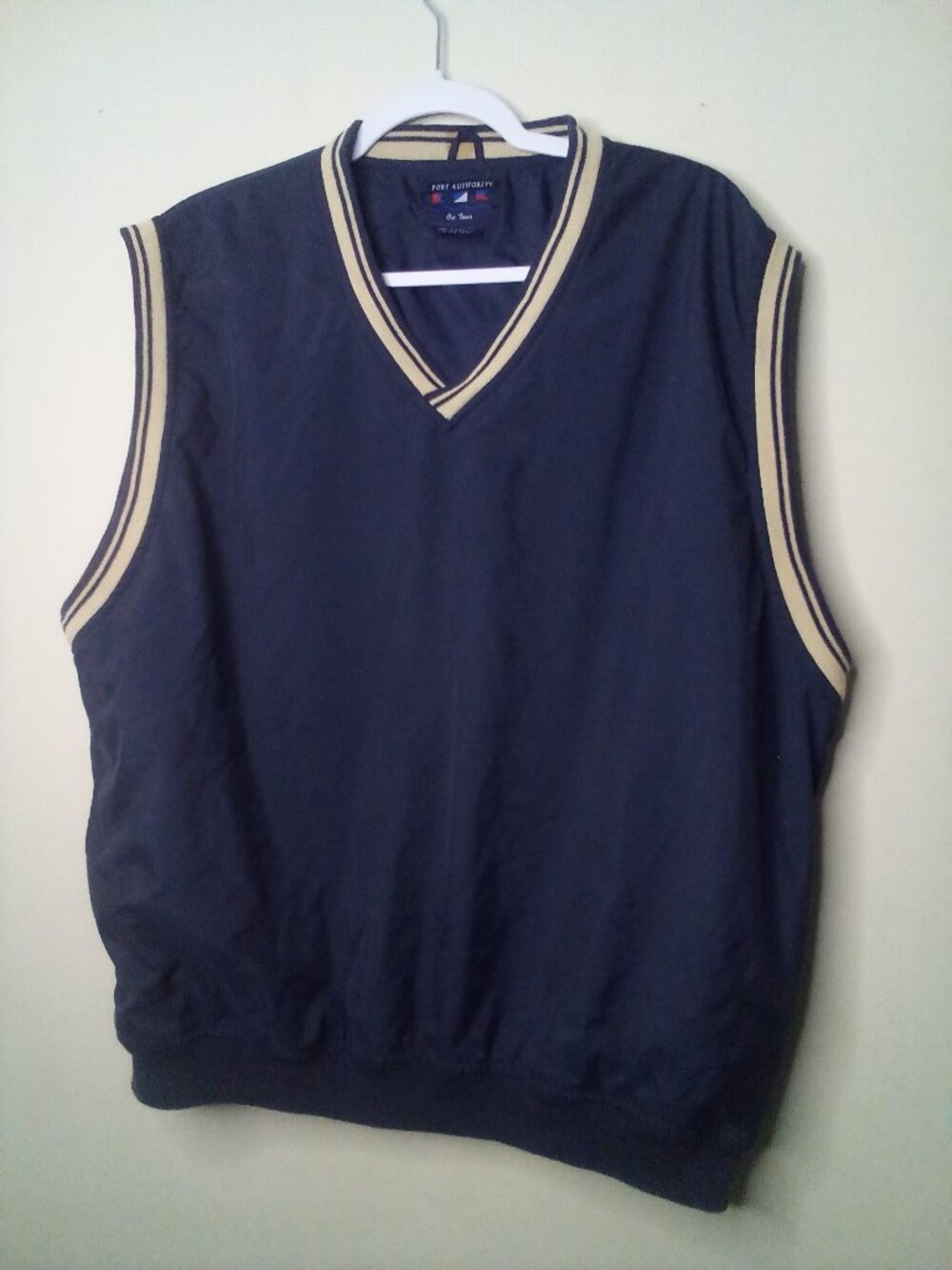 Port Authority On Tour Pullover Vest Windbreaker Men L V-Neck Sleeveless Blue